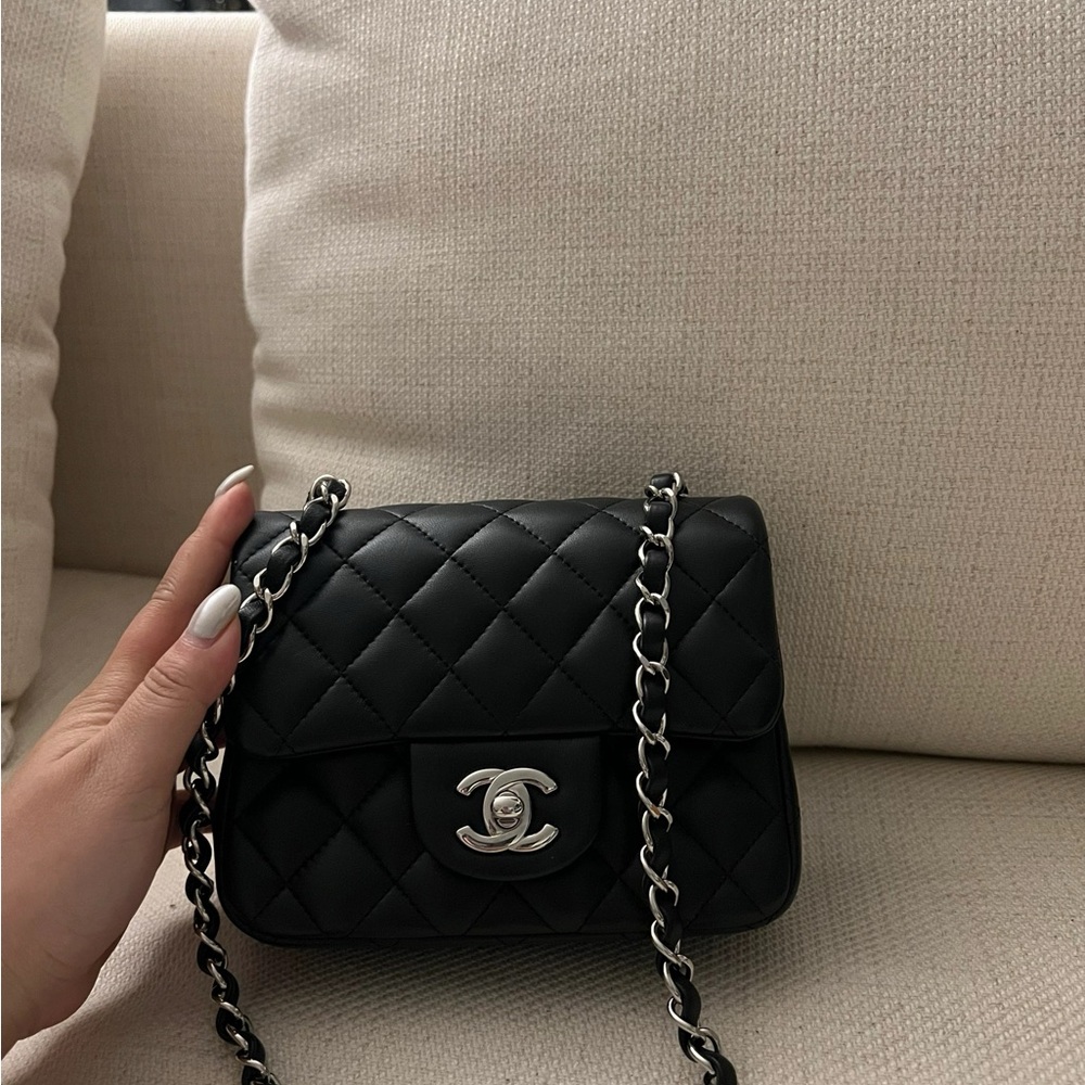 Chanel Black Square Mini Flap Bag SHW